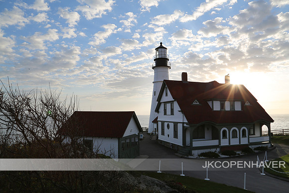 Maine Portland Lighthouse House Side Rays - Nice