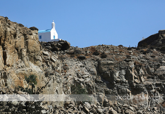Greece Mykonos Church and Rock Hill