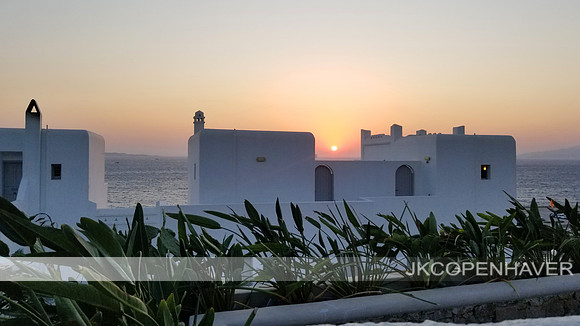 Greece Paros Sunset over Building