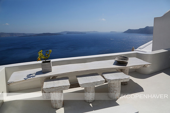 Santorini White Bench on Rooftop NICE