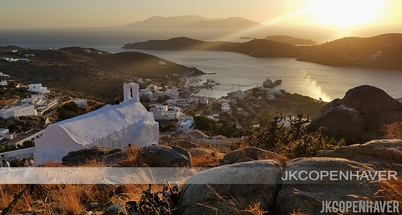 Sunset over Paros Greece wWatermark