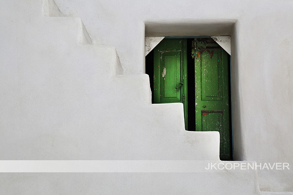 Paros Greece Green Door White Steps